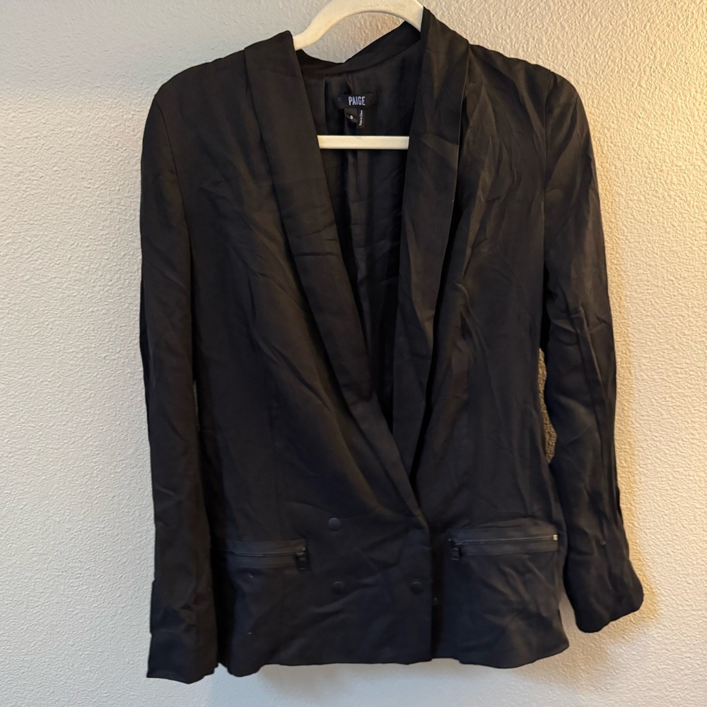 PAIGE Black Women's Blazer Size Small Tencel Double Breasted Light Weight